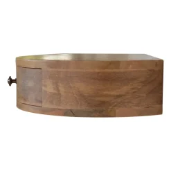 Artisan Furniture Bois massif arrondi table de chevet à fixation murale, 1 tiroir, beige