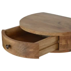 Artisan Furniture Bois massif arrondi table de chevet à fixation murale, 1 tiroir, beige