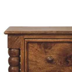 Artisan Furniture Bois massif Barley Twist 2 tiroir table de chevet, 2 tiroirs, marron