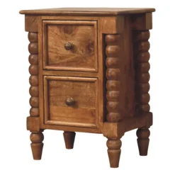 Artisan Furniture Bois massif Barley Twist 2 tiroir table de chevet, 2 tiroirs, marron