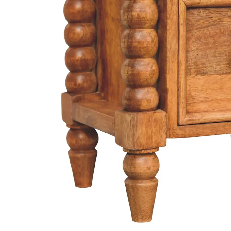 Artisan Furniture Bois massif Barley Twist 2 tiroir table de chevet, 2 tiroirs, marron