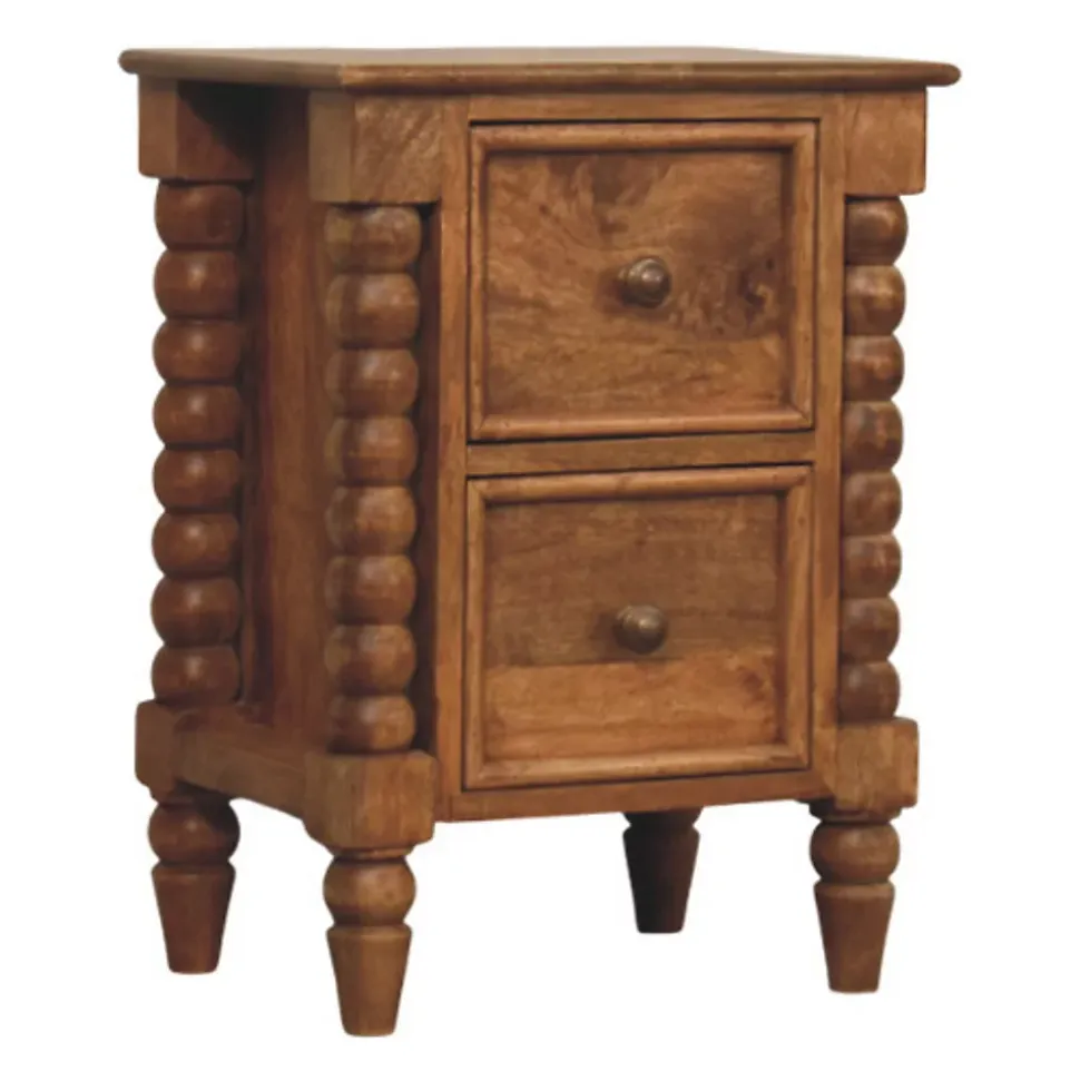 Artisan Furniture Bois massif Barley Twist 2 tiroir table de chevet, 2 tiroirs, marron