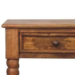Artisan Furniture Bois massif fuseau table de chevet, 1 tiroir, 1 étagère, marron