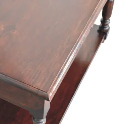 Artisan Furniture Bois massif pieds tournés Cherry console, 2 tiroirs, marron foncé