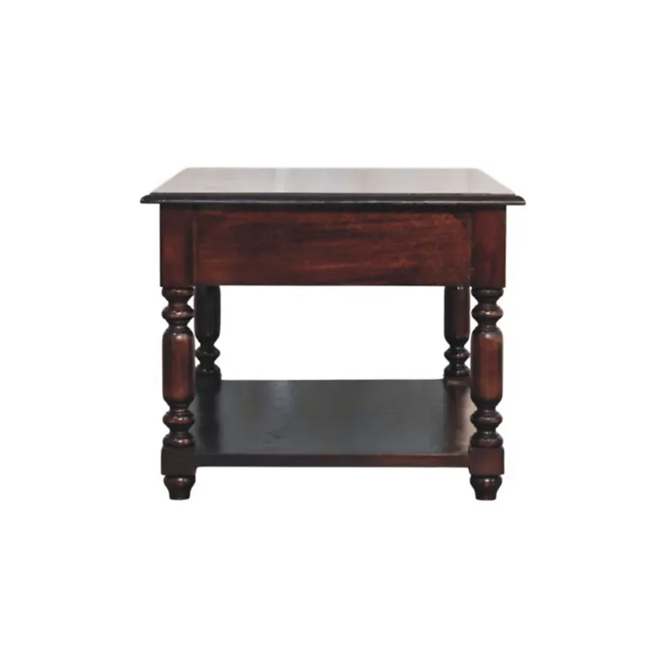 Artisan Furniture Bois massif pieds tournés Cherry console, 2 tiroirs, marron foncé