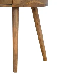 Artisan Furniture Bois massif Nordic circulaire Shaped table de chevet, 1 tiroir, beige
