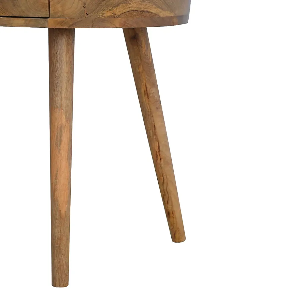 Artisan Furniture Bois massif Nordic circulaire Shaped table de chevet, 1 tiroir, beige