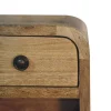 Artisan Furniture Bois massif Extra Mini courbé effet chêne table de chevet avec niche ouverte, 1 tiroir, 1 étagère, marron