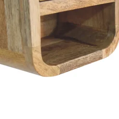 Artisan Furniture Bois massif Extra Mini courbé effet chêne table de chevet avec niche ouverte, 1 tiroir, 1 étagère, marron