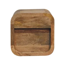Artisan Furniture Bois massif Extra Mini courbé effet chêne table de chevet avec niche ouverte, 1 tiroir, 1 étagère, marron
