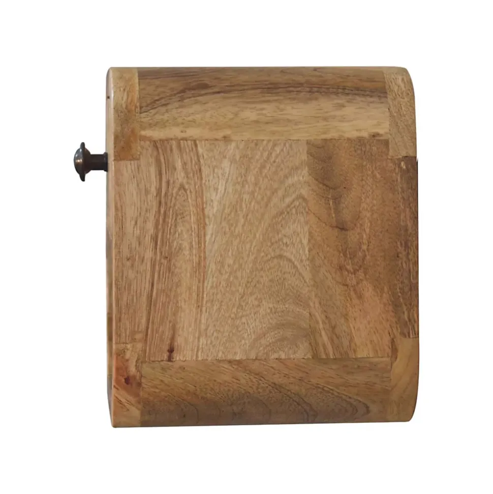 Artisan Furniture Bois massif Extra Mini courbé effet chêne table de chevet avec niche ouverte, 1 tiroir, 1 étagère, marron