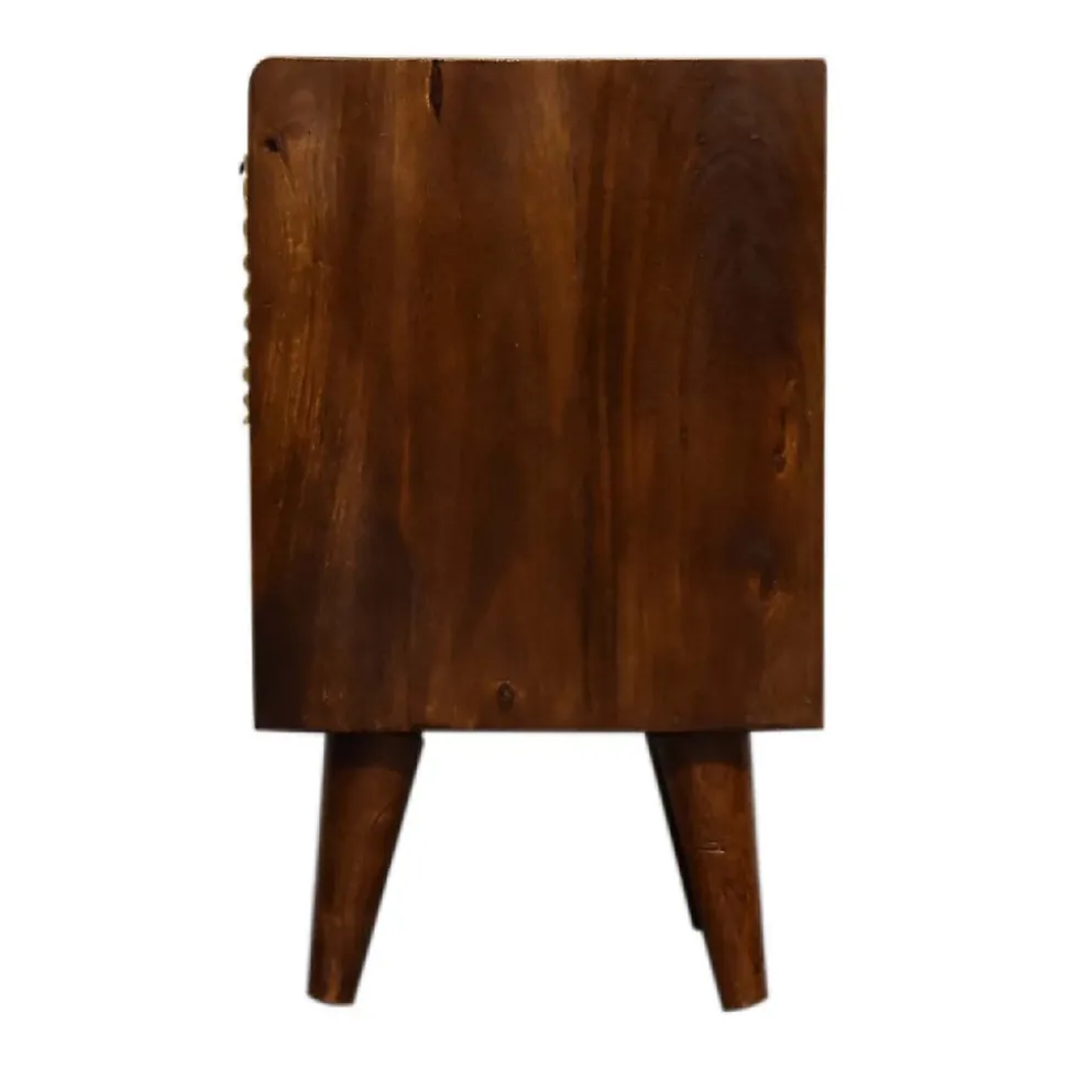 Artisan Furniture Bois massif Mini Manila Gold 1 tiroir table de chevet, 1 étagère, marron & doré