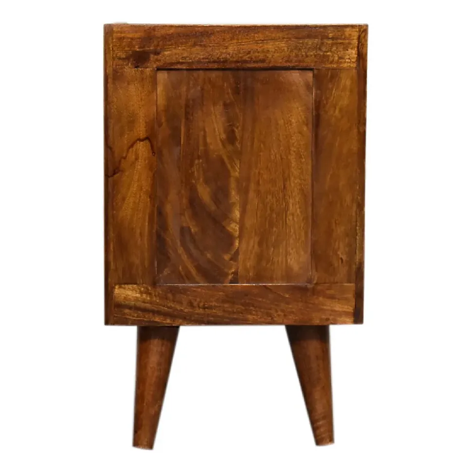 Artisan Furniture Bois massif Mini Manila Gold 1 tiroir table de chevet, 1 étagère, marron & doré