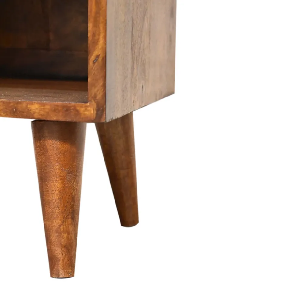 Artisan Furniture Bois massif Mini Manila Gold 1 tiroir table de chevet, 1 étagère, marron & doré
