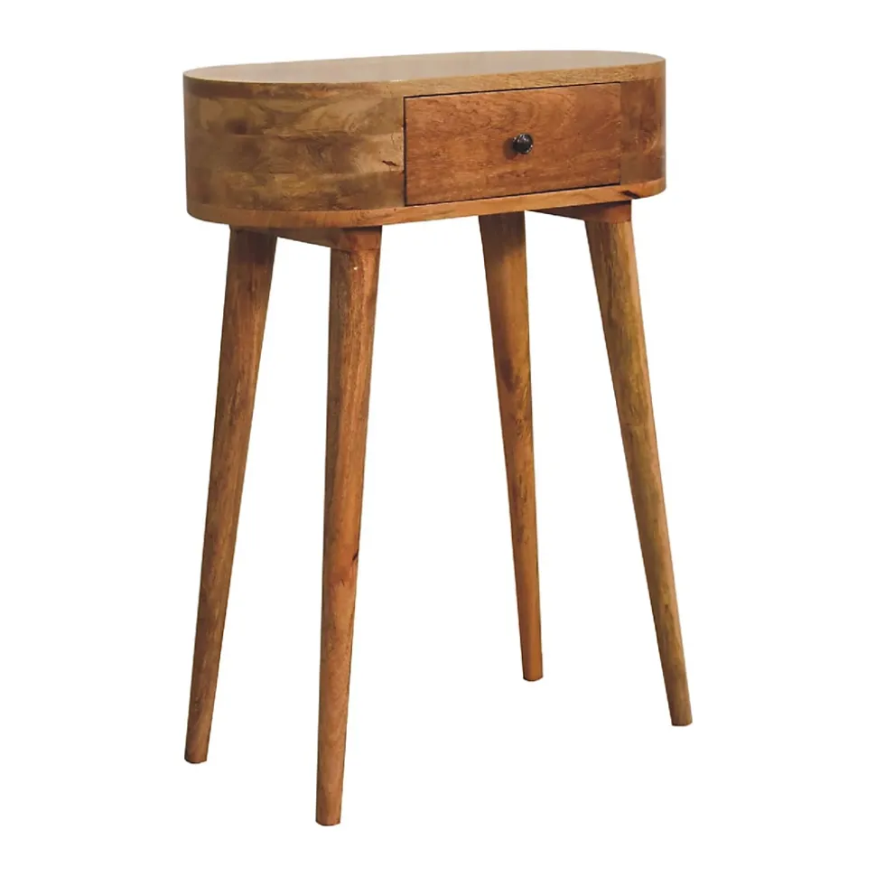 Artisan Furniture Bois massif Mini Albion effet chêne Console, 1 tiroir, beige