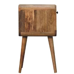 Artisan Furniture Bois massif Mini effet chêne Curve Lower table de chevet, 1 tiroir et niche ouverte, beige