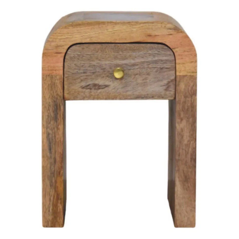 Artisan Furniture Bois massif Mini Darcy effet chêne table de chevet avec courbé Edges, 1 tiroir, marron