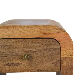 Artisan Furniture Bois massif Mini Darcy effet chêne table de chevet avec courbé Edges, 1 tiroir, marron