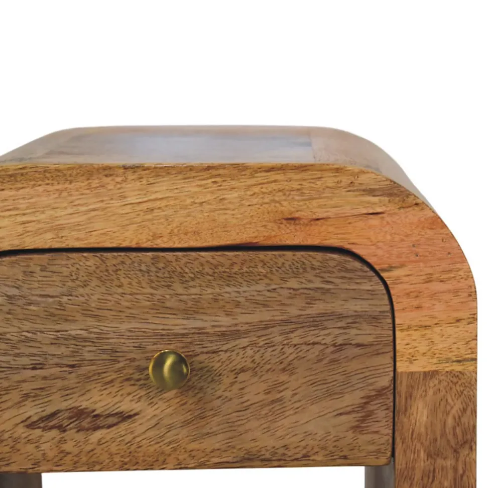 Artisan Furniture Bois massif Mini Darcy effet chêne table de chevet avec courbé Edges, 1 tiroir, marron