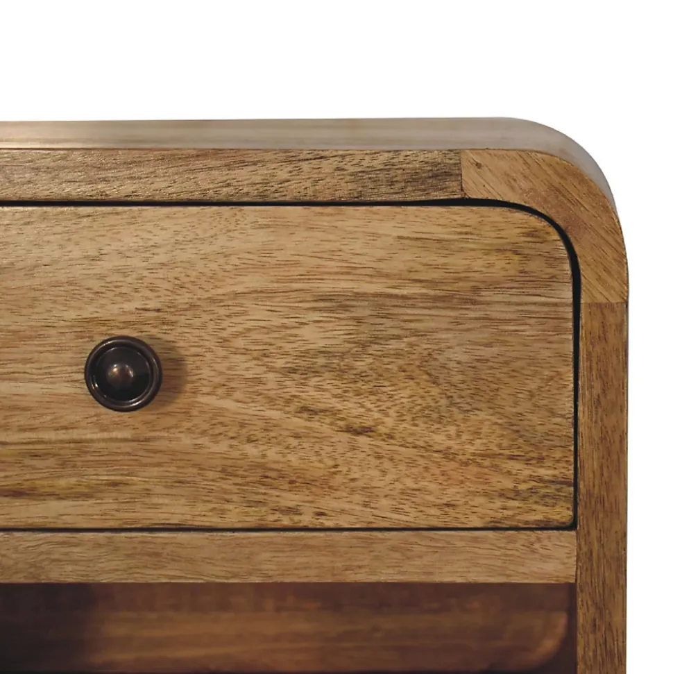 Artisan Furniture Bois massif Mini Floating ouvert table de chevet, 1 tiroir et 1 niche ouverte, effet chêne, marron