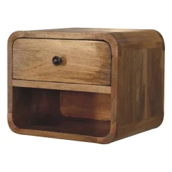 Artisan Furniture Bois massif Mini Floating ouvert table de chevet, 1 tiroir et 1 niche ouverte, effet chêne, marron
