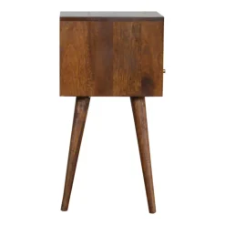 Artisan Furniture table de chevet en bois massif de châtaignier, 1 tiroir et compartiment ouvert, brun foncé