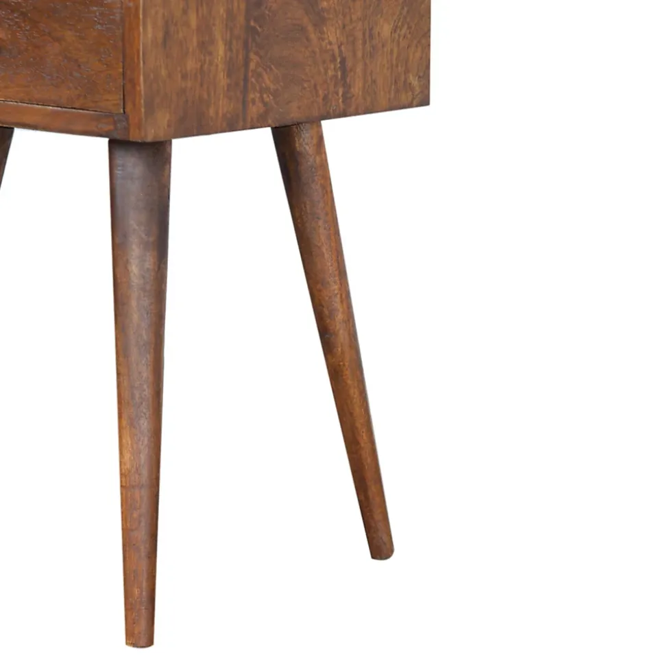 Artisan Furniture table de chevet en bois massif de châtaignier, 1 tiroir et compartiment ouvert, brun foncé
