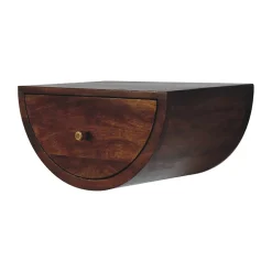 Artisan Furniture Table de chevet flottante en bois massif de châtaignier, 1 tiroir, brun foncé