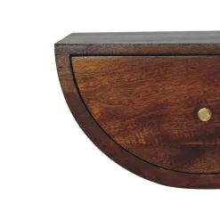 Artisan Furniture Table de chevet flottante en bois massif de châtaignier, 1 tiroir, brun foncé