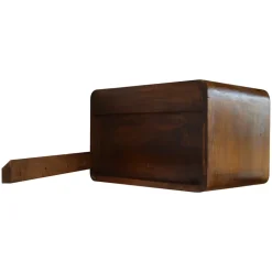 Artisan Furniture Table de chevet flottante en bois massif courbé, 2 tiroirs, marron foncé