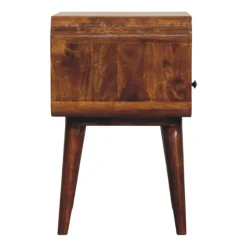 Artisan Furniture Table de chevet Newton en bois massif de châtaignier, 1 tiroir et étagère ouverte, brun foncé