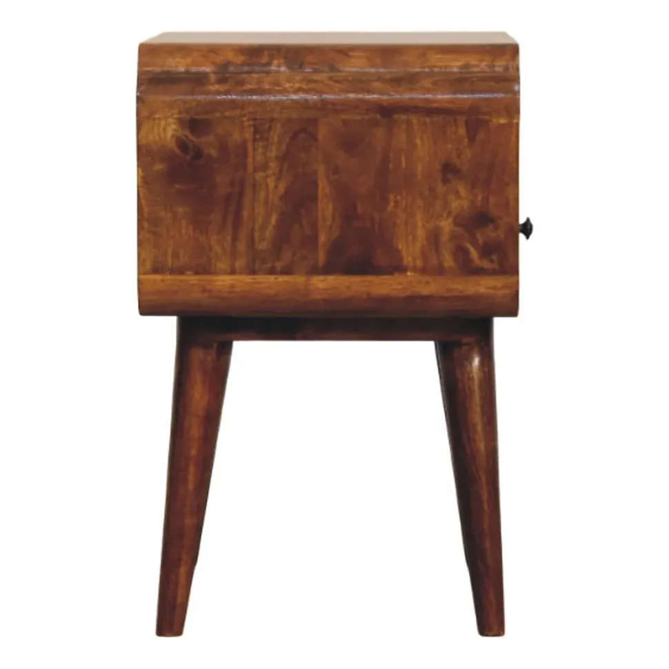 Artisan Furniture Table de chevet Newton en bois massif de châtaignier, 1 tiroir et étagère ouverte, brun foncé