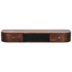 Artisan FurnitureBois massif Lunar 2 tiroir à fixation murale châtaignier Console, 1 étagère, marron