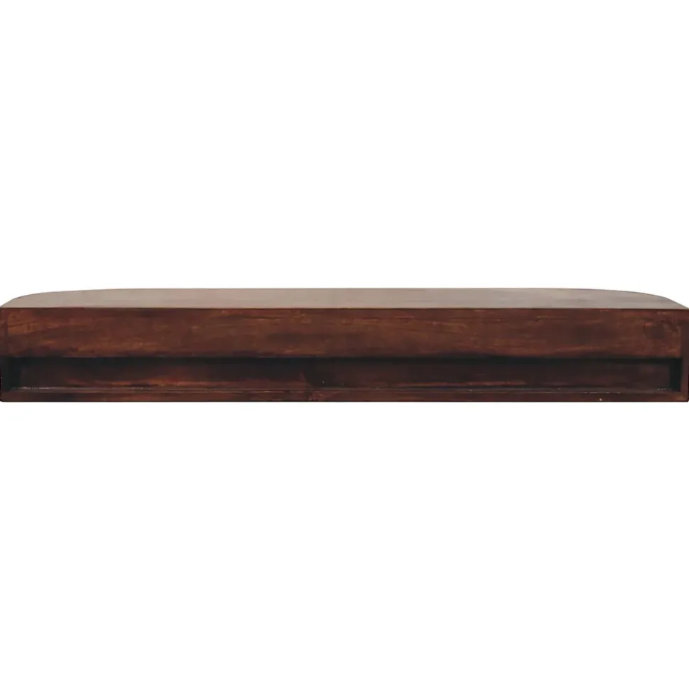 Artisan FurnitureBois massif Lunar 2 tiroir à fixation murale châtaignier Console, 1 étagère, marron