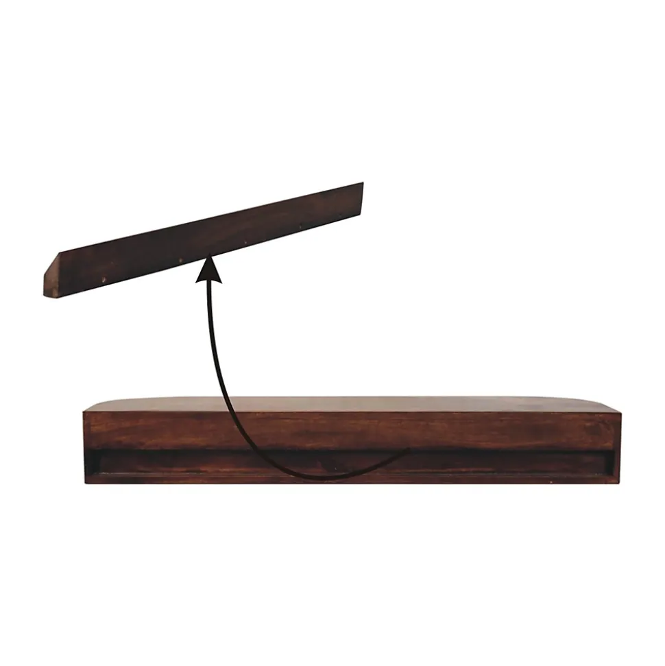 Artisan FurnitureBois massif Lunar 2 tiroir à fixation murale châtaignier Console, 1 étagère, marron