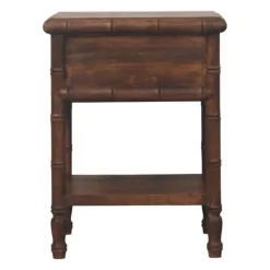 Artisan Furniturec Bois massif bambou Carved table de chevet Table, 1 tiroir, 1 étagère, marron