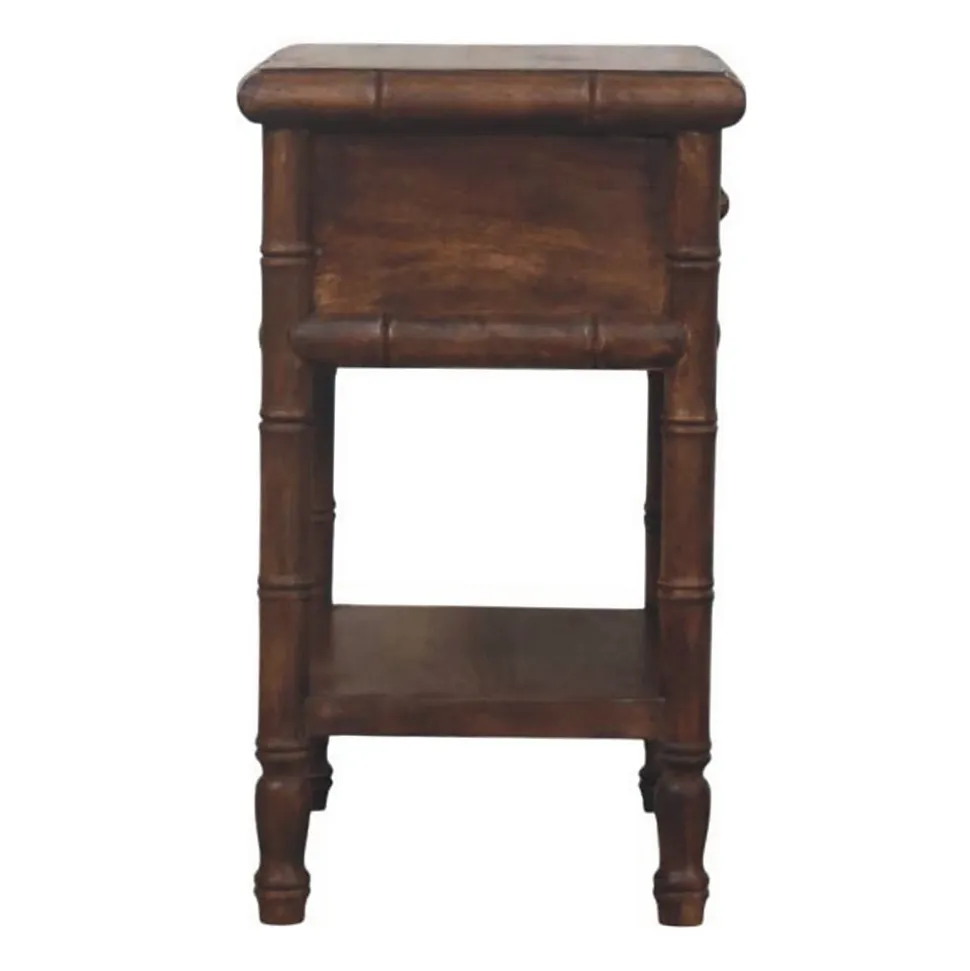Artisan Furniturec Bois massif bambou Carved table de chevet Table, 1 tiroir, 1 étagère, marron