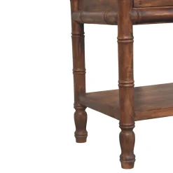 Artisan Furniturec Bois massif bambou Carved table de chevet Table, 1 tiroir, 1 étagère, marron