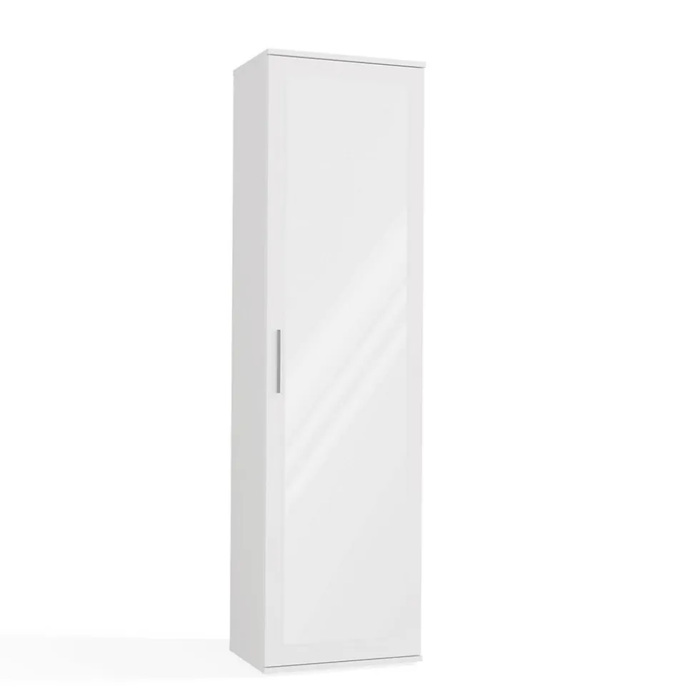 ATARA - Armoire entrée avec grand miroir - 180x50x35 cm - Deux étagères + porte-cintres