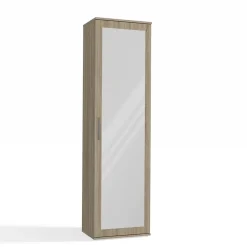 ATARA - Armoire entrée avec grand miroir - 180x50x35 cm - Deux étagères + porte-cintres