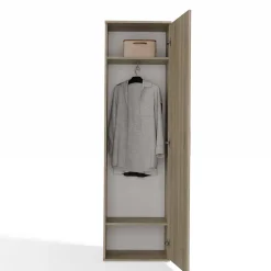 ATARA - Armoire entrée avec grand miroir - 180x50x35 cm - Deux étagères + porte-cintres
