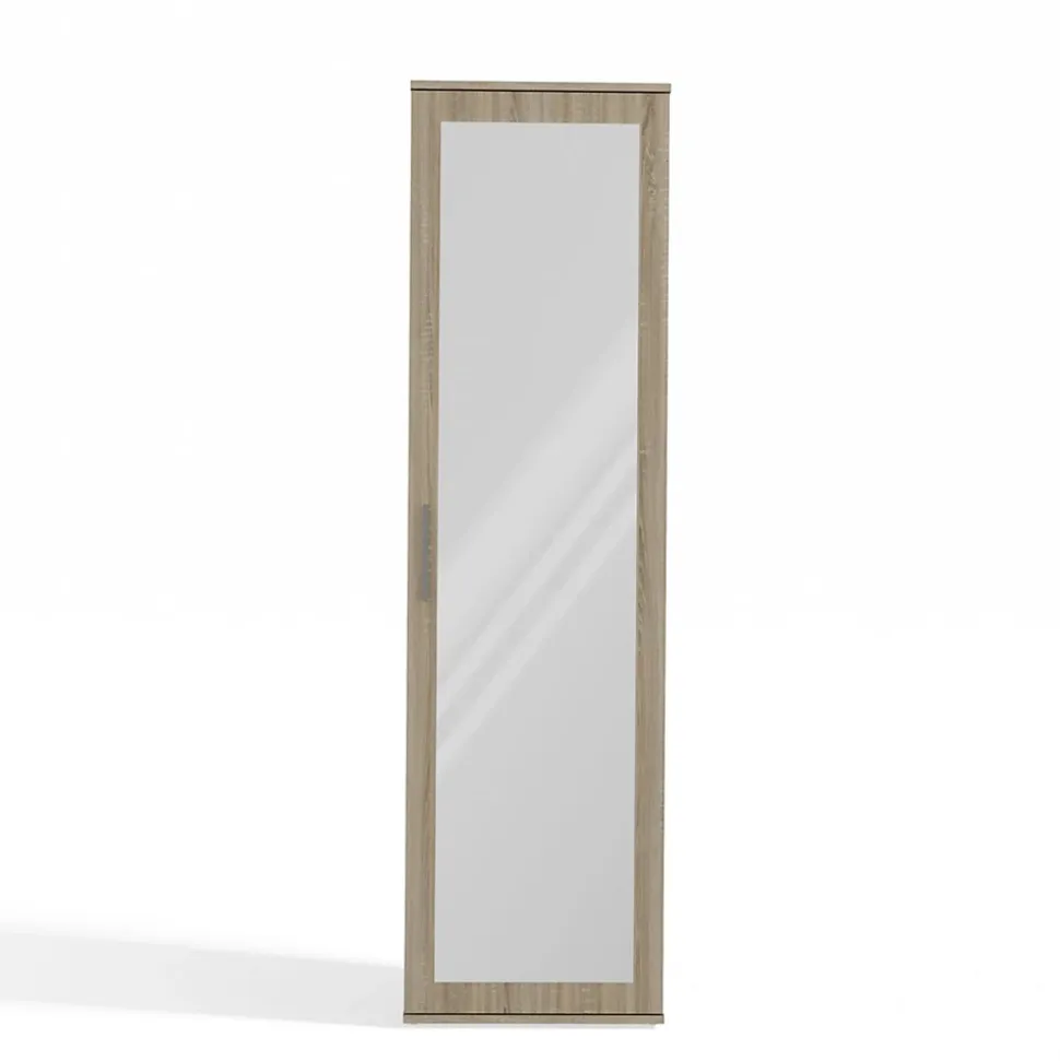 ATARA - Armoire entrée avec grand miroir - 180x50x35 cm - Deux étagères + porte-cintres