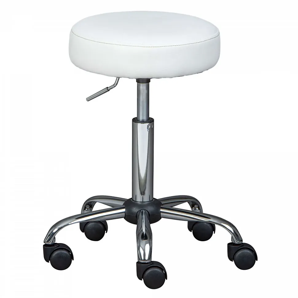 AZURE - Tabouret Pivotant sur Roulettes Simili Blanc
