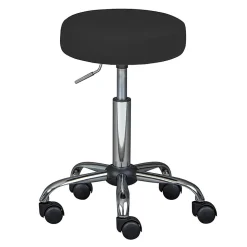 AZURE - Tabouret Pivotant sur Roulettes Simili Noir