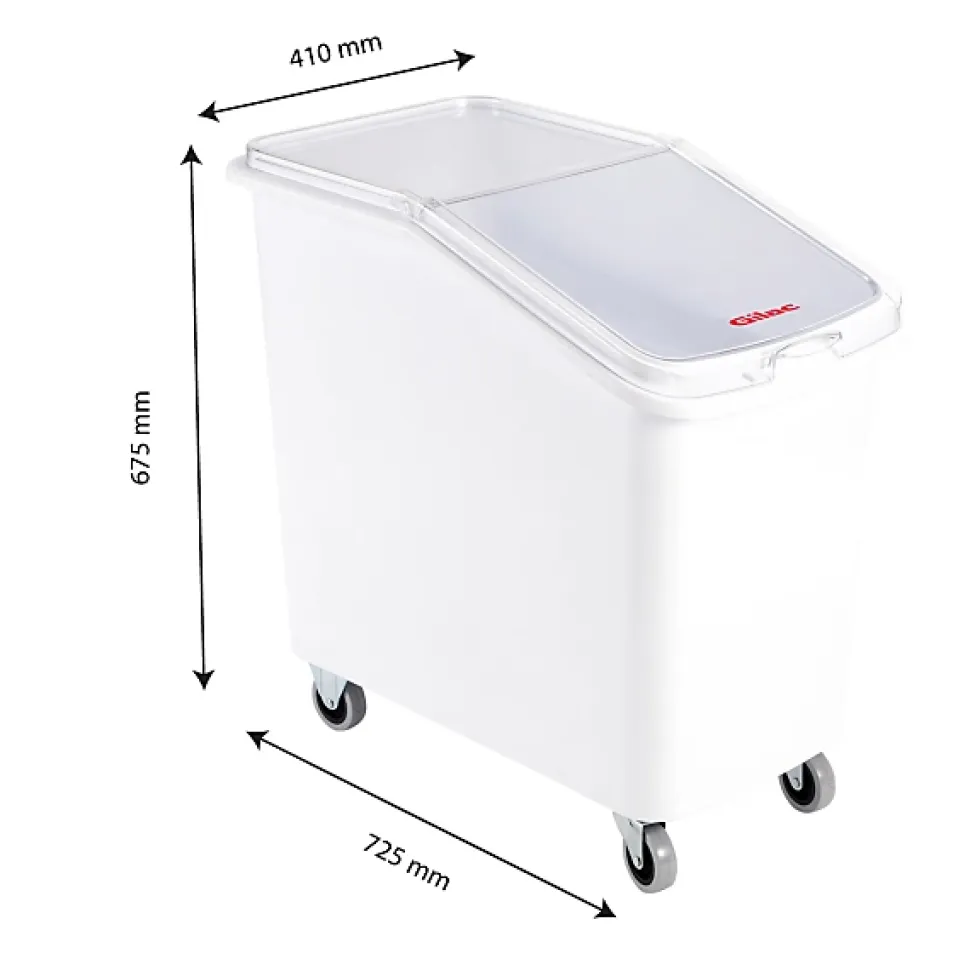Bac à ingrédients 100 L + couvercle + 4 roues - chape acier