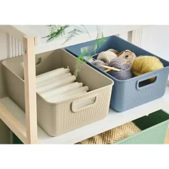 Bac de rangement en plastique recyclé élégant Taille M - Bleu