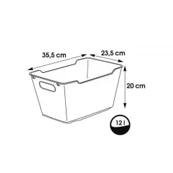 Bac de rangement élégant avec poignées 12 litres - Gris