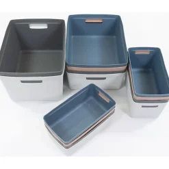 Bac de rangement élégant avec poignées 8 litres - Gris Foncé