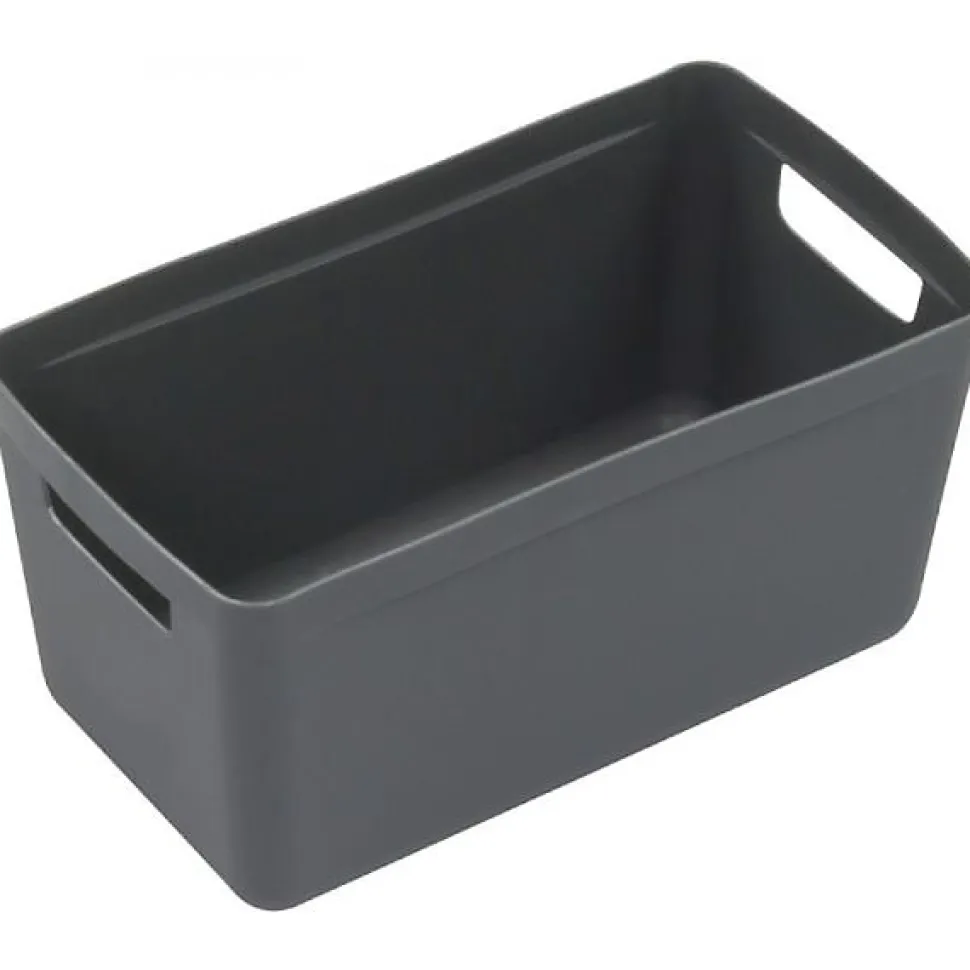 Bac de rangement élégant avec poignées 8 litres - Gris Foncé