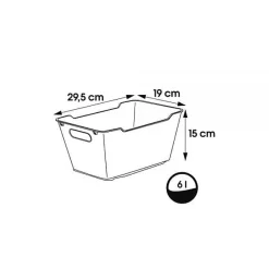 Bac de rangement lifestyle 6 litres avec poignées - Gris